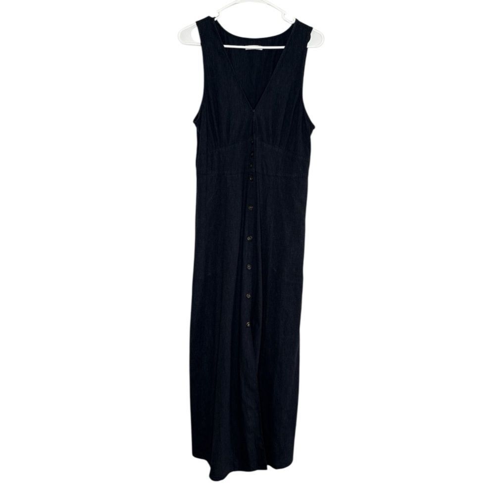 Women’s Black Sleeveless Button-Front Maxi Dress